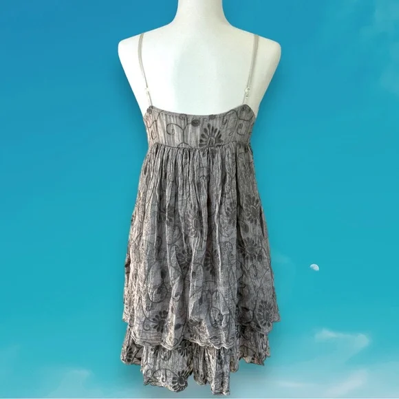 Cecico Crochet Boho Knit Triangle Floral Beach Cover Up Dress Gray White Medium - Picture 3 of 14